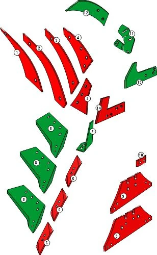 Explosionszeichnung Kverneland Pflugkörper Typ 30